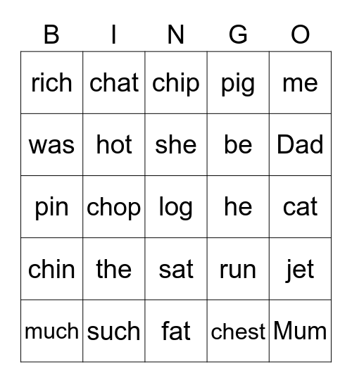Bingo Group 1 Bingo Card