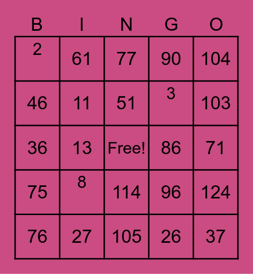 Greenrose (Keishia) Bingo Card