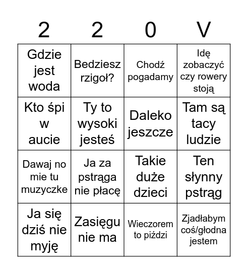 Bingo wakacyjne Bingo Card