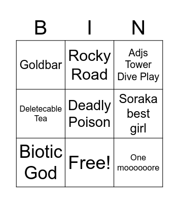 Volx's Stream Bingo Card
