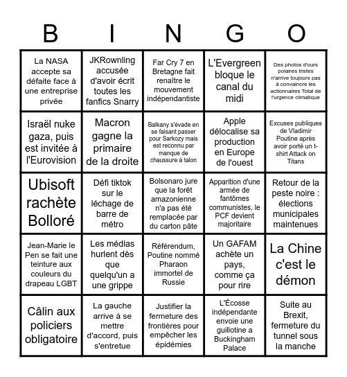 Bingo POST-2022 Bingo Card