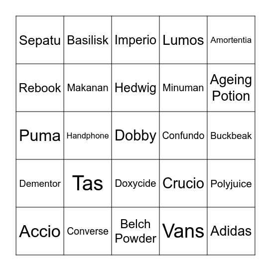 DAFI Bingo Card