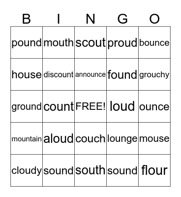"Ou" Words Bingo Card