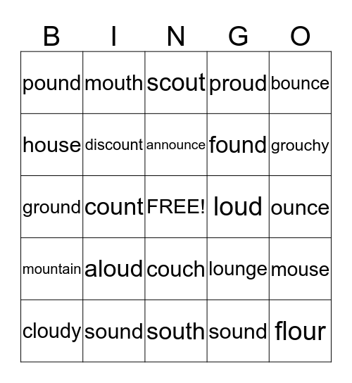 "Ou" Words Bingo Card