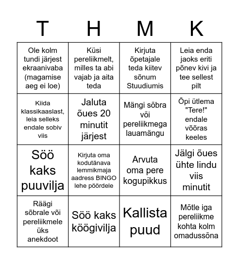 Preemiapäevade BINGO Card