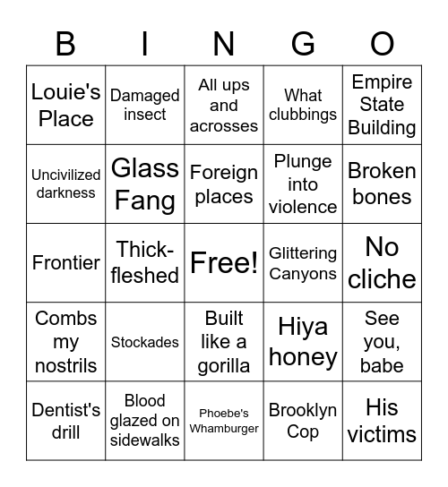 Norman MacCaig Bingo Card