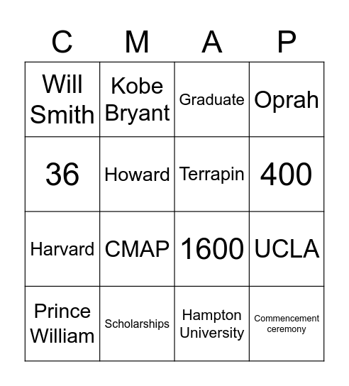 EY CMAP Bingo 2021 Bingo Card