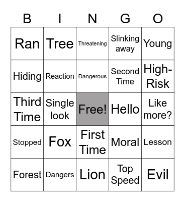 "The Fox & The Lion" Bingo Card