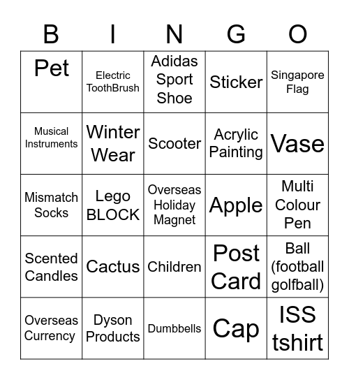 Indoor Scavenger Hunt Bingo Card