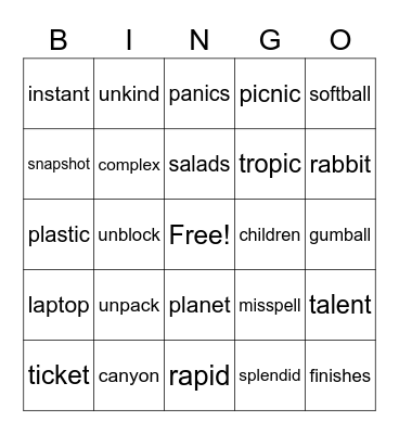 3.1 & 3.2 Bingo Card