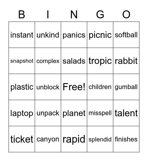 3.1 & 3.2 Bingo Card