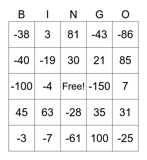 Bingo das Operações - Professora Thaís Bingo Card