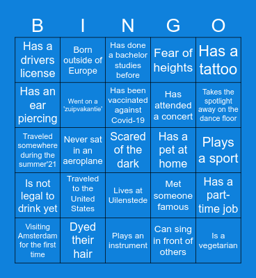 Characteristic Traits Bingo Card