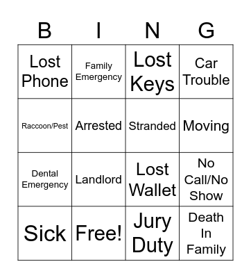 Call-Off Bingo Card