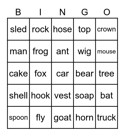 Rhyming Bingo (Words) Bingo Card