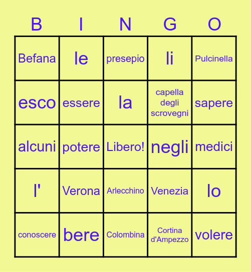 Ripasso Livello 2 Bingo Card