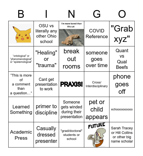 Advanced Methods Institute 2021 Bingo Card