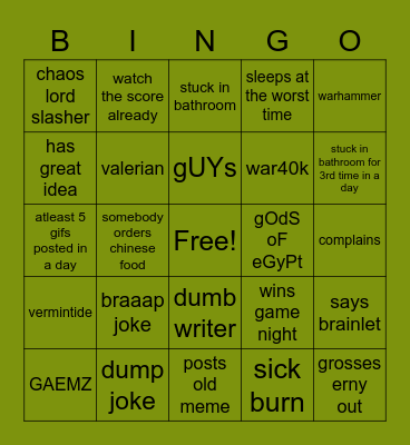 bortt says Bingo Card