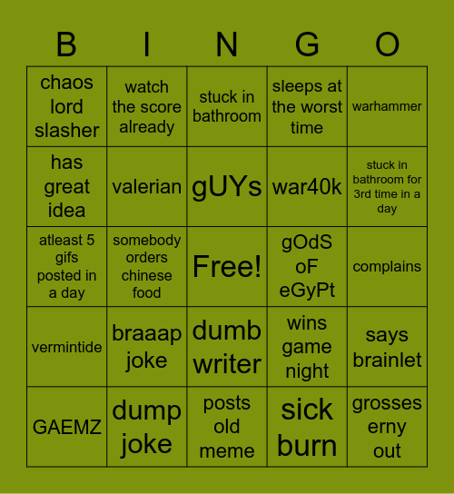 bortt says Bingo Card