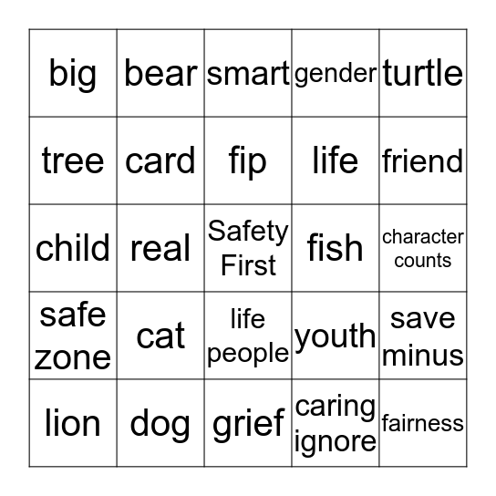 Youth and Cyber Safety  Bingo Card