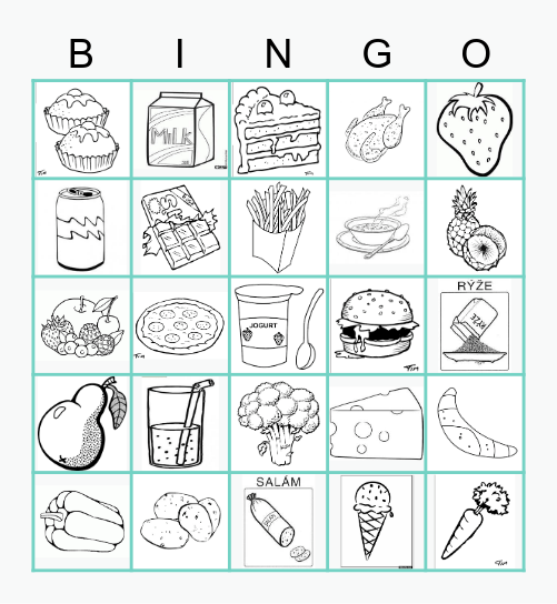 ZDRAVÉ A NEZDRAVÉ POTRAVINY Bingo Card