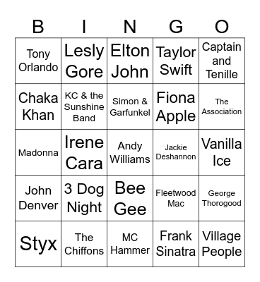 Time Warp Bingo 2 Bingo Card