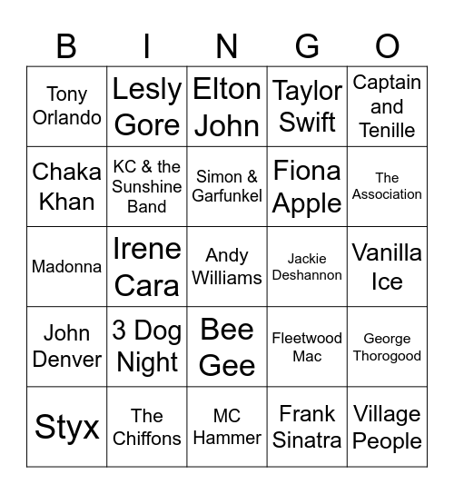 Time Warp Bingo 2 Bingo Card