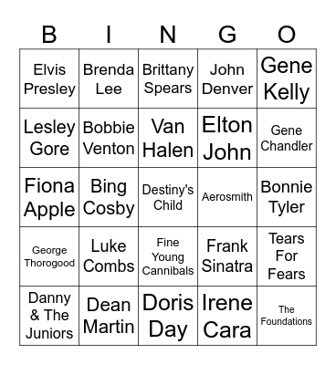 Time Warp Bingo 1 Bingo Card