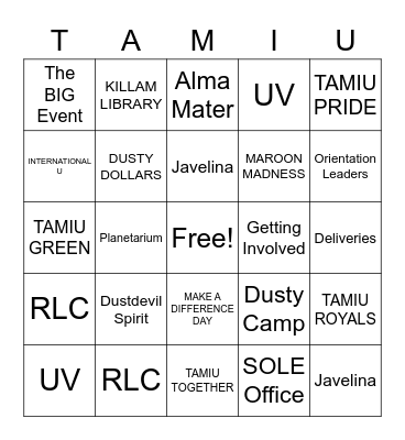 2021 Orientation Bingo Card