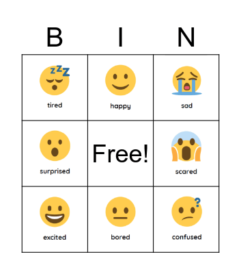 Feelings Bingo Card