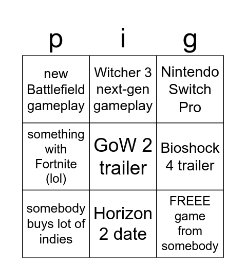 Untitled Bingo Card