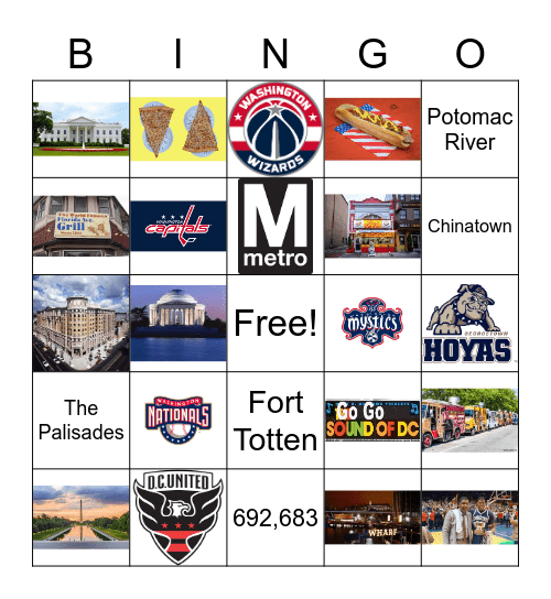 Washington DC Bingo Card