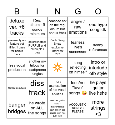 LT2 (era) BINGO Card