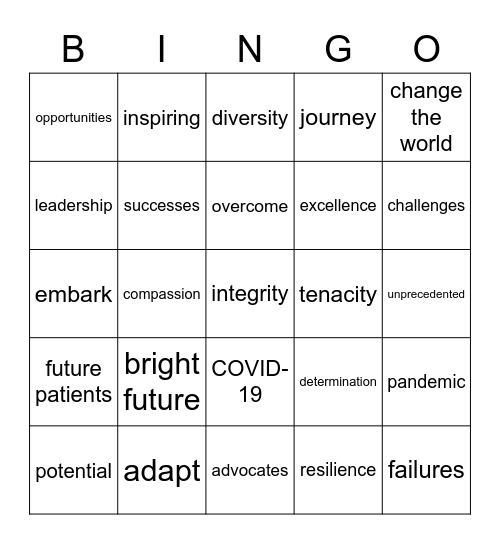 Graduation Bingo Card