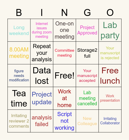 Guda Lab Bingo!!! Bingo Card