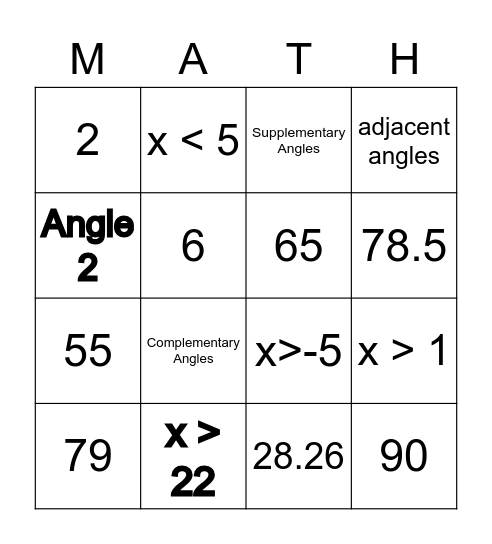Math 7 Quarterly Review Bingo Card