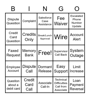 Contact Center BINGO Card