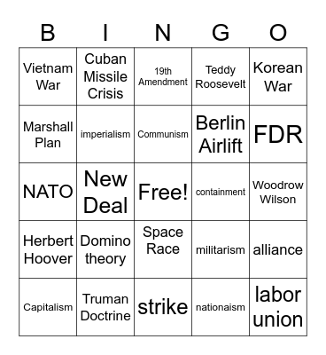 Social Studies 8 Bingo Card