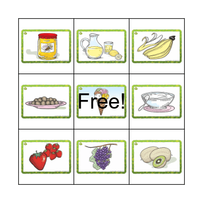 FOOD Bingo Card