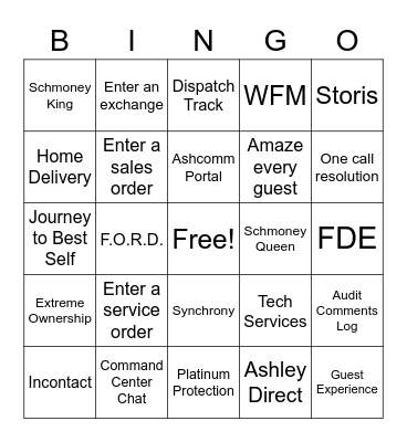 Customer Care Bingo Card