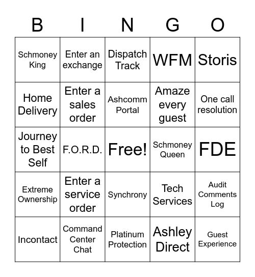 Customer Care Bingo Card