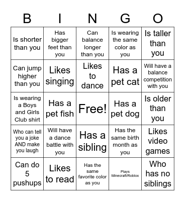 Find someone who Bingo Card