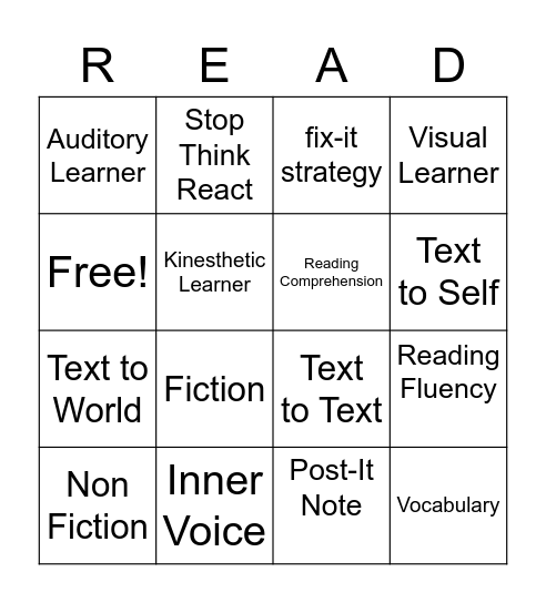 Readers' Bingo Card