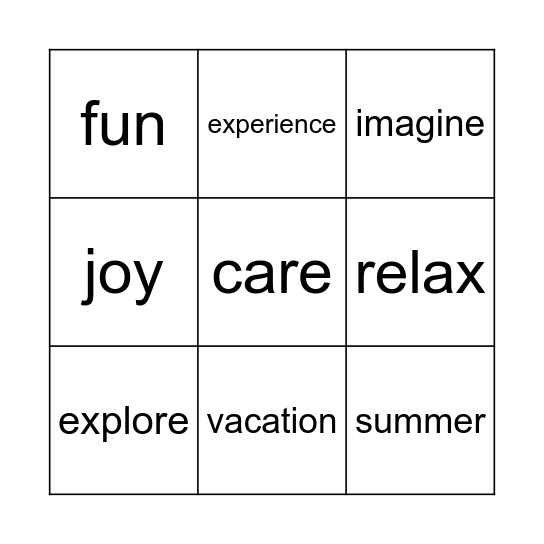 Living Life Bingo Card