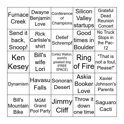 Bill Walton Bingo Card