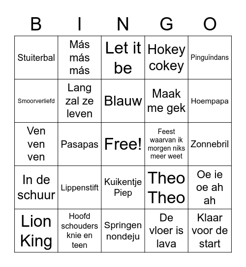 Bingo Kindcentrum Beneden-Leeuwen Alternatieve schoolreis Bingo Card