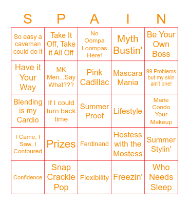Bingo...no wait Spain Here We Come!!! Bingo Card