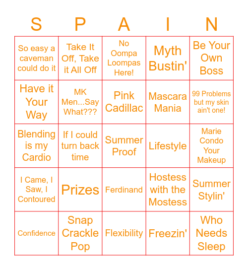 Bingo...no wait Spain Here We Come!!! Bingo Card
