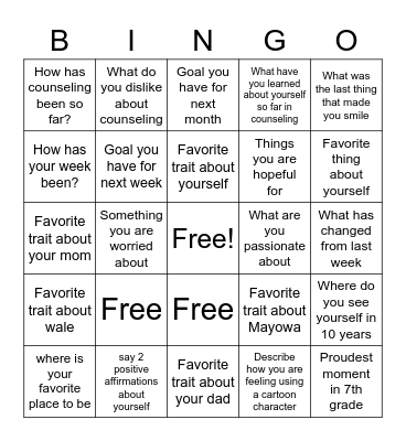 Korede Bingo Card