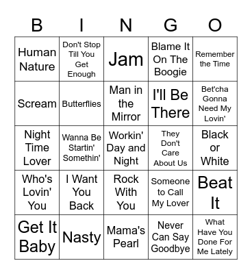 The Jacksons Bingo Card